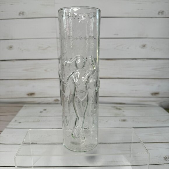 Vintage Libbey Le Femme 3d Naked Ladies 20 oz Clear Cocktail Glass Vase Barware - Picture 3 of 10